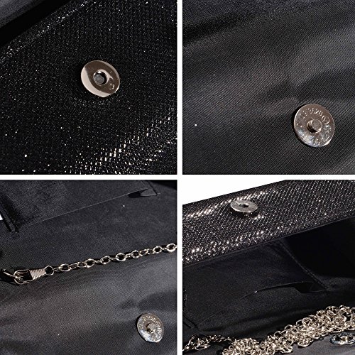 Outrip Women's Glitter Party Clutch with Chain - Black