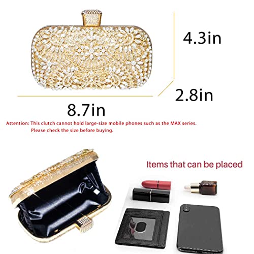 Gold Crystal Evening Clutch Bag for Women's Wedding