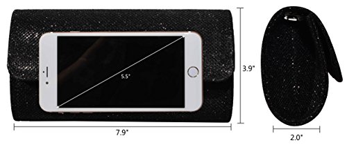 Outrip Women's Glitter Party Clutch with Chain - Black