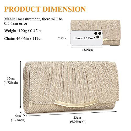 Champagne Evening Clutch Bag for Women & Girls