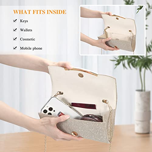 Champagne Evening Clutch Bag for Women & Girls