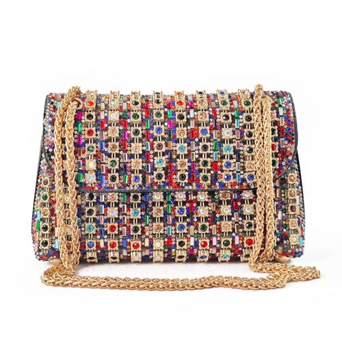 Multicolored Rhinestone Evening Clutch Purse for Women