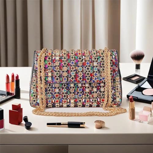 Multicolored Rhinestone Evening Clutch Purse for Women