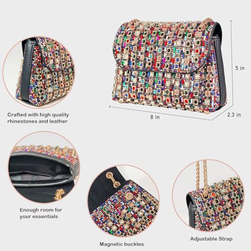 Multicolored Rhinestone Evening Clutch Purse for Women