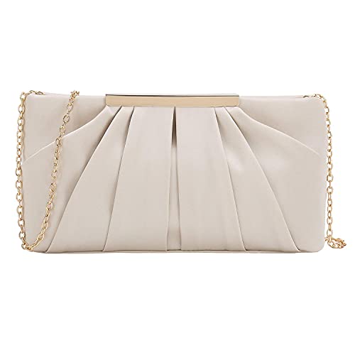 Champagne Satin Clutch for Formal Parties