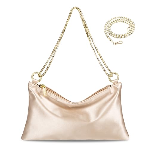 Champagne Satin Evening Clutch Purse for Women