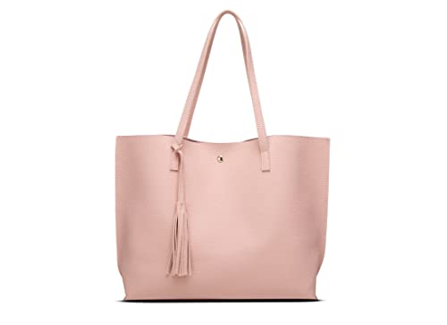 Dreubea Women's Large Pink Tote Bag with Tassel