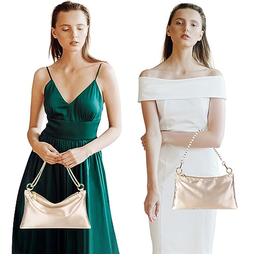 Champagne Satin Evening Clutch Purse for Women