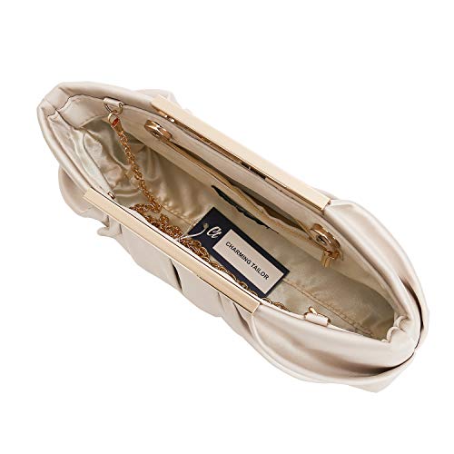 Champagne Satin Clutch for Formal Parties