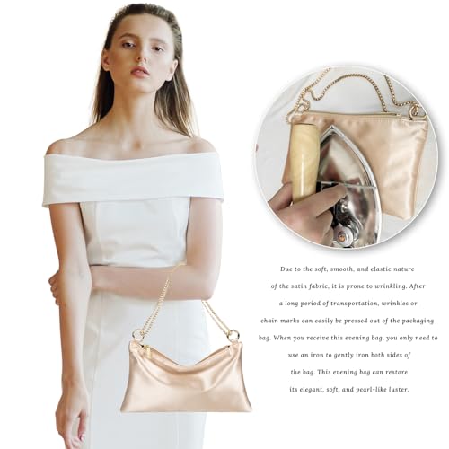 Champagne Satin Evening Clutch Purse for Women