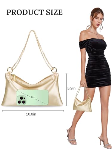Prpeko Women's Champagne Satin Clutch for Formal Events