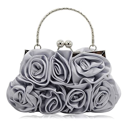 Floral Satin Mini Clutch Bag with Detachable Strap