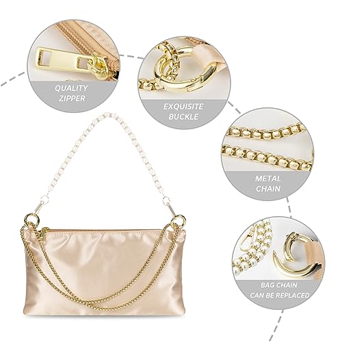 Champagne Satin Evening Clutch Purse for Women