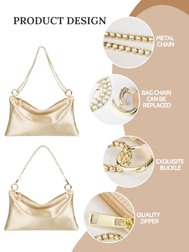 Prpeko Women's Champagne Satin Clutch for Formal Events