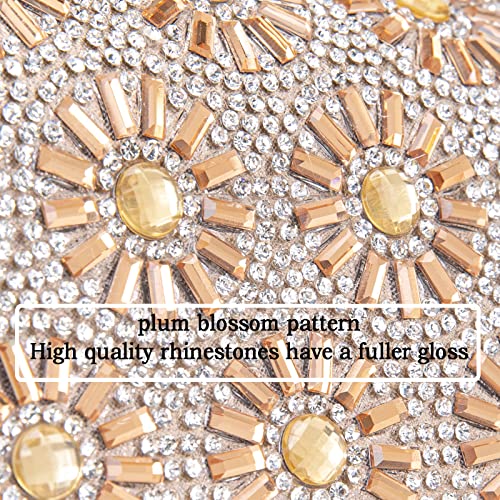 Champagne Rhinestone Evening Clutch Purse with Chain