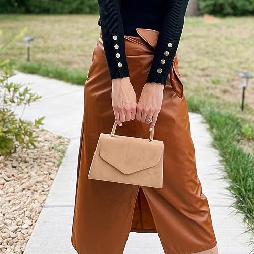 Dasein Velvet Camel Evening Clutch for Wedding Prom