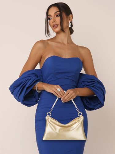 Prpeko Women's Champagne Satin Clutch for Formal Events