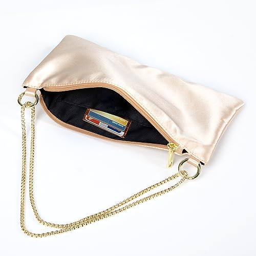Champagne Satin Evening Clutch Purse for Women