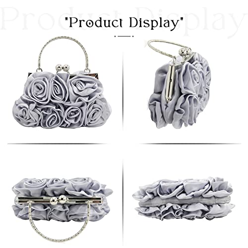Floral Satin Mini Clutch Bag with Detachable Strap