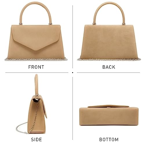 Dasein Velvet Camel Evening Clutch for Wedding Prom
