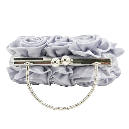 Floral Satin Mini Clutch Bag with Detachable Strap