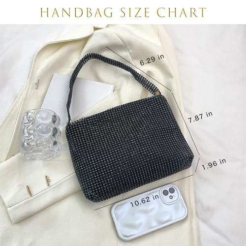 Black Rhinestone Clutch Purse for Formal Events & Parties
