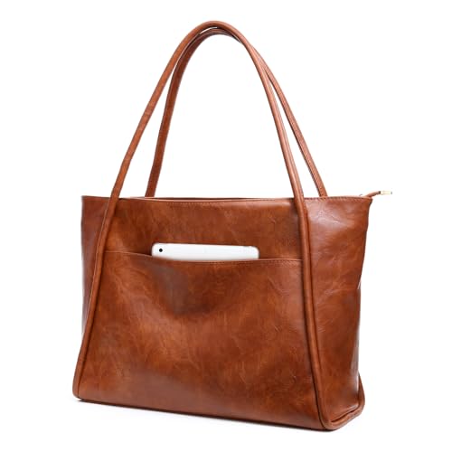 Vegan Leather Large Zipper Tote Bag for Women