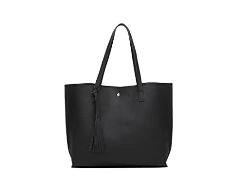 Dreubea Women's Big Capacity Black Tassel Handbag