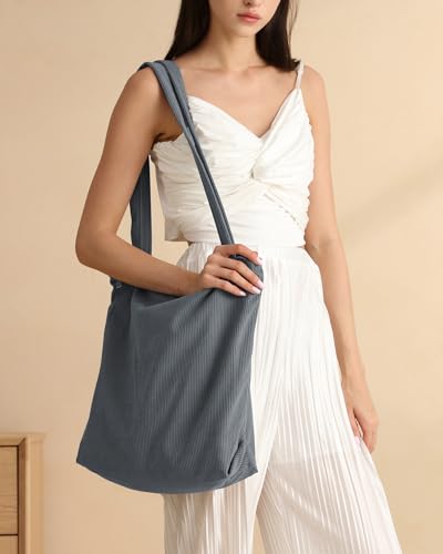 Iioscre Corduroy Tote Bag with Zipper, Large Capacity