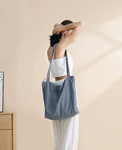 Iioscre Corduroy Tote Bag with Zipper, Large Capacity