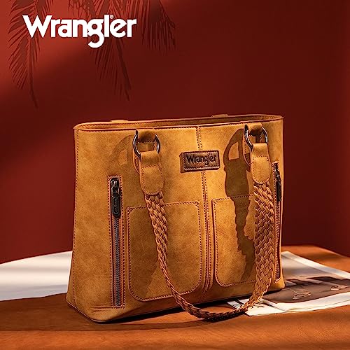 Stylish Wrangler Leather Tote Bag with Multiple Pockets