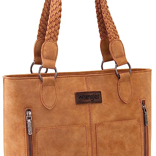 Stylish Wrangler Leather Tote Bag with Multiple Pockets