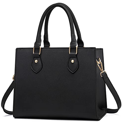 CHICAROUSAL Black PU Leather Crossbody Tote Satchel for Women