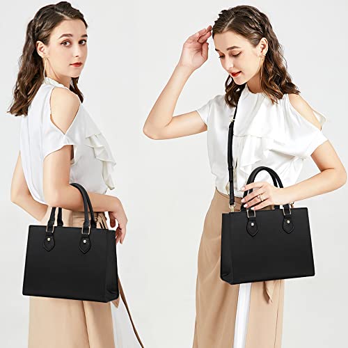 CHICAROUSAL Black PU Leather Crossbody Tote Satchel for Women