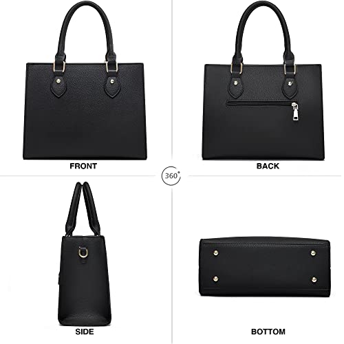 CHICAROUSAL Black PU Leather Crossbody Tote Satchel for Women