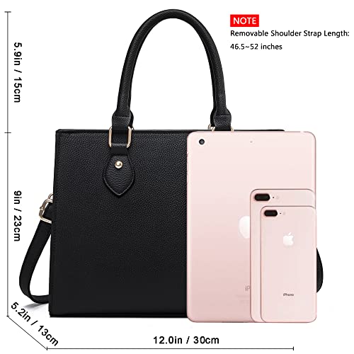 CHICAROUSAL Black PU Leather Crossbody Tote Satchel for Women