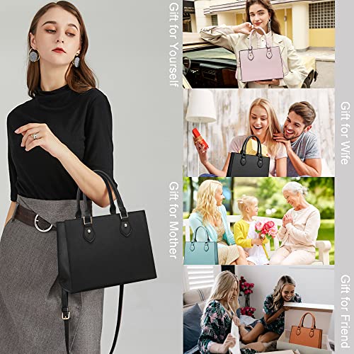 CHICAROUSAL Black PU Leather Crossbody Tote Satchel for Women
