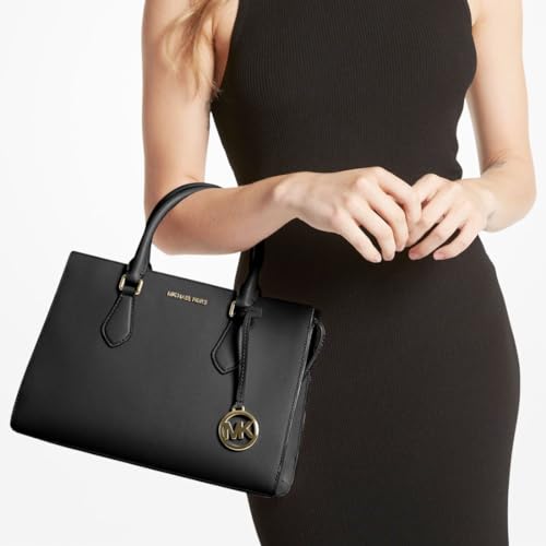 Michael Kors Women's Sheila Satchel Medium, Black/Gold