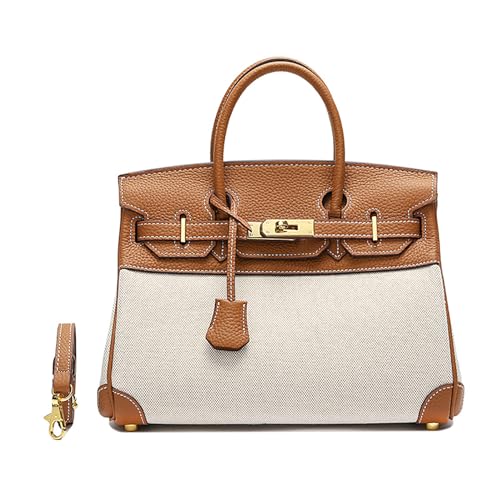 JOTOUCH Women's Leather and Canvas Top Handle Tote