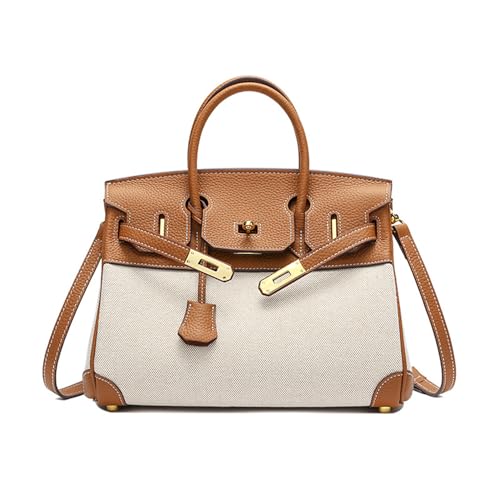 JOTOUCH Women's Leather and Canvas Top Handle Tote