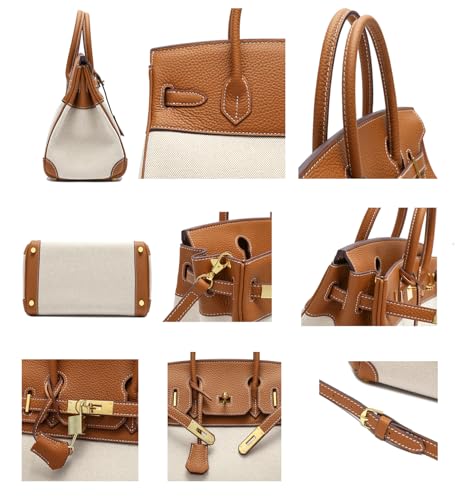 JOTOUCH Women's Leather and Canvas Top Handle Tote