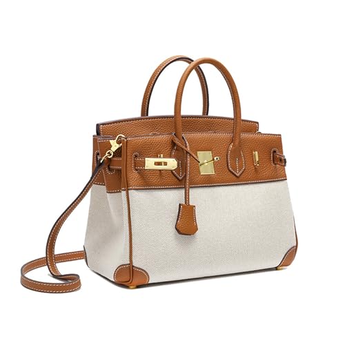 JOTOUCH Women's Leather and Canvas Top Handle Tote