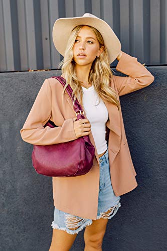 Tan Faux Leather Medium Hobo Bag with 3 Compartments