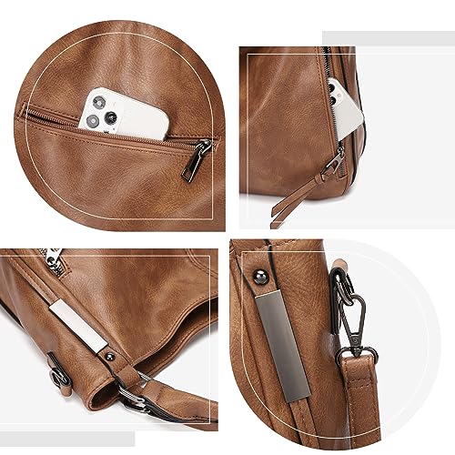 Women's Large Brown Shoulder Hobo Handbag
