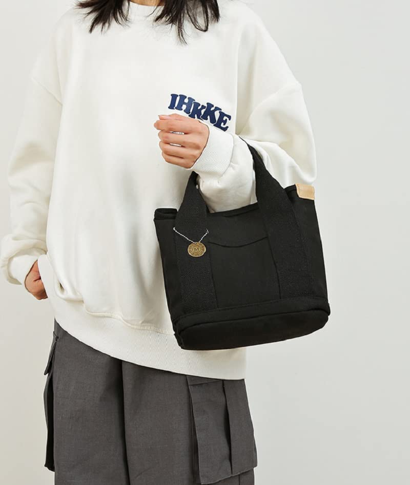 MINGRI Small Canvas Tote Bag for Women with Pockets