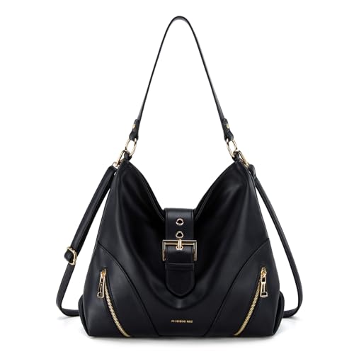 Missnine Large Vegan Leather Hobo Shoulder Bag