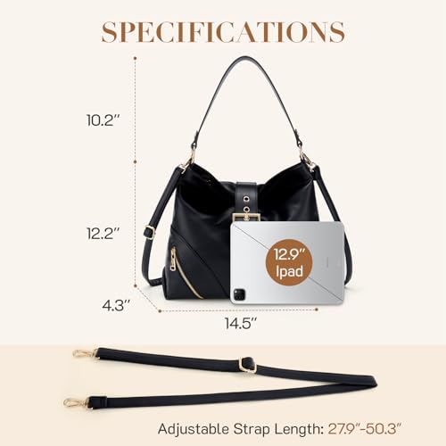 Missnine Large Vegan Leather Hobo Shoulder Bag