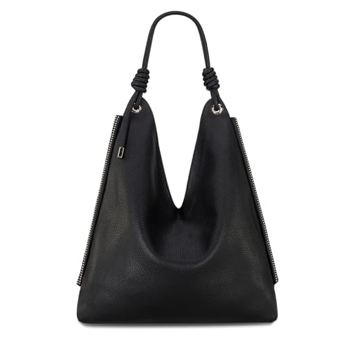 Black Leather Hobo Bag - Large Women's Shoulder Purse