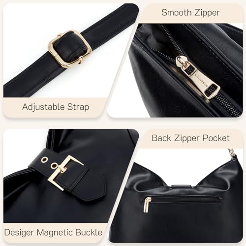Missnine Large Vegan Leather Hobo Shoulder Bag
