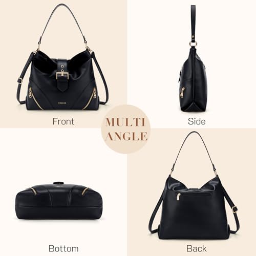 Missnine Large Vegan Leather Hobo Shoulder Bag